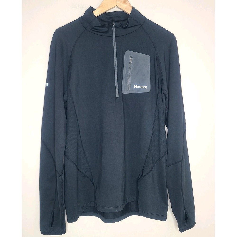 Marmot Pullover Shirt Mens Large Black Performance‎ Half Zip Athletic Top